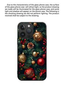 1 pieza Funda de teléfono de vidrio de alta definición con diseño de árbol de Navidad y campana compatible con Apple iPhone 16 Pro Max/16 Pro/16 Plus/16 y Galaxy A55/A54/S24/S24 Plus/S24 Ultra/S24 FE