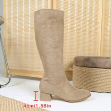 Botas altas, suaves y de moda, de unicolor, con tacón grueso, transpirables, zapatos casuales elegantes