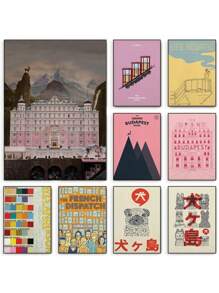 1PC Anderson Classic Movie Cover Poster The Grand Budapest Film Canvas Painting Print Minimalist Wall Decor Home Decor Quà tặng ngày lễ Không khung - Nhiều màu - Xem 2