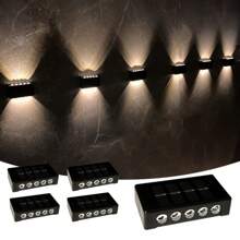 6pcs/1pc Outdoor Solar Wall Lights, Easy Installation, 8/10 LED Waterproof Up & Down Lighting Decorative Lamps, Suitable For Garden, Yard, Park, Wall