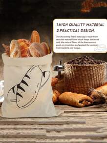 1Pc Bread Bag Linen Bread Bags For Homemade Bread Container Unbleached & Reusable Bread Storage, Natural Large Storage For Artisan Bread