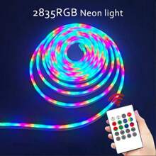 1 个 USB 供电 RGB LED 霓虹灯，带音乐同步功能，20 键遥控器 - 灵活防水，适用于室内外家居装饰、圣诞节、万圣节、生日派对氛围装饰 7 月 4 日 LED 灯带（无白光） - 5VRGB霓虹 - 查看 2
