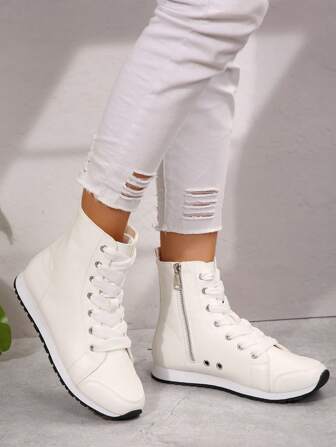 Women & Kids Matching Fashion Classic Flat Round Toe Multi-Color High Top Lace-Up Side Zipper Casual Sneakers