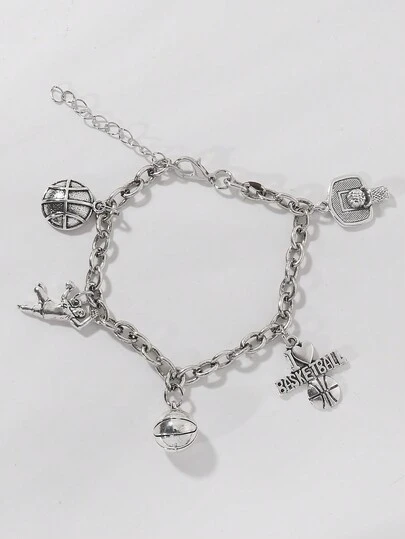 1 件复古风格金属篮球手链，适合女士、节日和日常佩戴