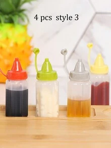 4 Mini-Ketchupflaschen mit stabilem Schraubverschluss, 25 ml, Mini-Quetschflaschen für Gewürze, tragbare Spender für Honigsauce und Salatdressing, Gläser, Behälter für Lunchboxen für Erwachsene, Inhalt auf dem Etikett (Honig, Ketchup, Sojasauce, Salatdressing), für unterwegs, zum Grillen, Mittagessen bei der Arbeit - Verschiedenfarbig - Übersicht 3