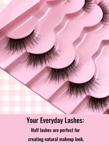 Half Lashes 7 Pairs Wispy Cat Eye Half Eyelashes Natural Look Soft False Lash Handmade Faux Mink Fake Eyelashes For All Occasions Parties And Daily Use