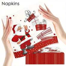 20pcs Christmas Napkins, Santa Claus Christmas Paper Napkins, Christmas Napkins, Holiday Napkins, Christmas Cocktail Napkins, Christmas Disposable Napkins, Christmas Dinner Napkins, Merry Christmas - Multicolor - View 2