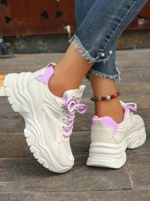 Nieuwe Chunky Sneakers Dames Mesh Ademend Campus Casual Veter Lage Top Dikke Zool Antislip Schoenen
