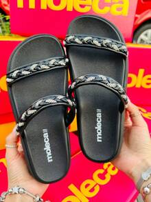 Women's Moleca Flatform Braided Sandal With Shiny Braid ORIGINAL - 黑色辮子 - 查看 5