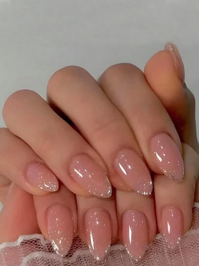 Embellissez-vous et charmez-vous - 24 pièces Faux ongles courts dégradés roses et blancs français pour la fête, la danse, le port quotidien, fournitures pour ongles