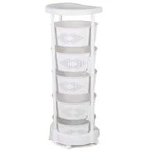 LOYALHEARTDY 5 Layer Kitchen Rotating Organizer Rack Fruit Vegetable Storage Basket W/ Wheels - 白色 - 查看 5