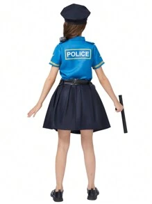 Joyfy Police Officer Halloween Cosplay Costume For Kids In Light Blue Colour For Girls 3T To L - Multicolor - View 5