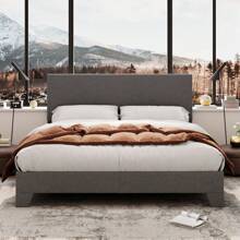 Allewie Full/Queen/King Size Bed Frame With Adjustable Headboard, Platform Bed With Wood Slats, Heavy Duty Mattress Foundation, No Box Spring Needed, Noise-Free, Easy Assembly * Bed Frame Queen Queen Bed Frame Bed Frame Full Full Size Bed Frame King Size Bed Frame Twin Bed Frame Room Decor Home Decor Christmas Decor Bedroom Decor Valentine Day Decor Storage Living Room Decor Furniture House Decor - 深灰色 - 查看 2