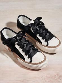 1 对 100 厘米时尚黑色丝绸鞋带鞋配件 - 黑色 - 查看 2