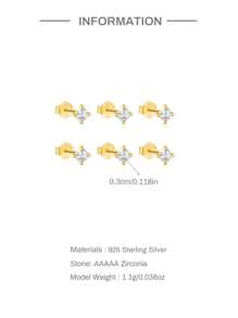 6Pcs Prong Setting 925 Sterling Silver Flat Back Earring For Women Luxurious Piercing Stud Earring Perfect For Daily Wear Bridal Jewelry