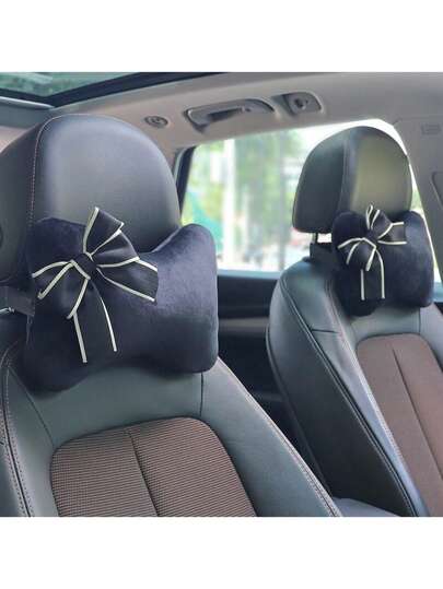 Kopfstützen Nackenkissen mit Schleife, Kopfstützen Nackenschutz Kissen für Autositz, geeignet für lange Autofahrten