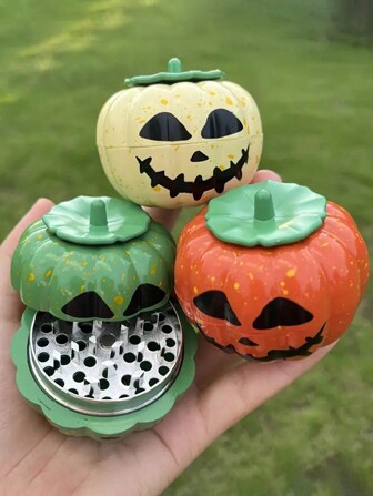 随机颜色万圣节南瓜 60 毫米香草研磨机，铝制烟熏粉碎机