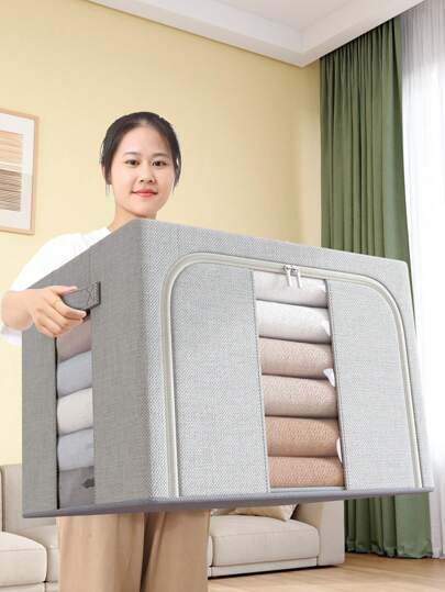 1pc Household Storage Box, Clothing Storage Box, Mobile Organization Large Capacity Storage Box, Internal Steel Frame Storage Box, Drawer Storage Box, Closet Storage Box, Suitable For Cabinets, Travel, School, School Supplies, School Accessories, Returning To School, College Students, School Organizers, Teachers Storage Box,For Back To School