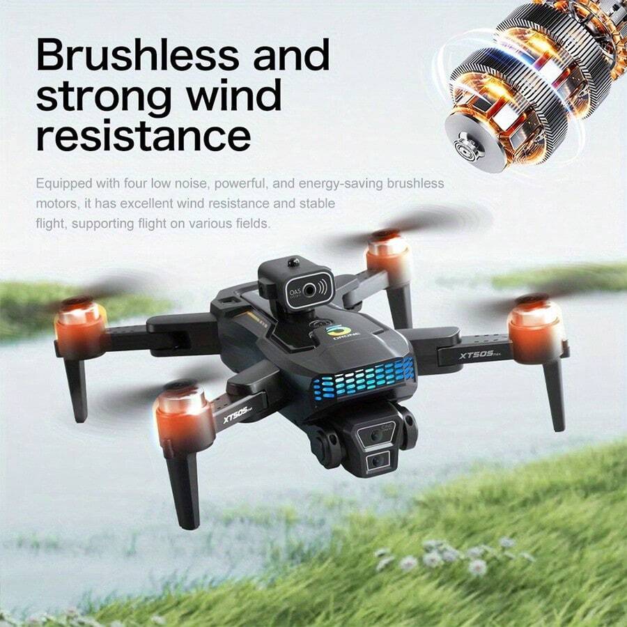 GPS Drone, With 4K Camera And 3 Large Batteries, The Motor Adopts Brushless Technology. Suitable For Adult Beginners, With Intelligent Obstacle Avoidance And GPS Return Home Function, It Is A Good Gift For Friends. - 黑色 - 查看 1