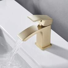 Brushed Gold Basin Taps With Waste Bathroom Waterfall Basin Taps Mixer Faucet - Gold - View 4