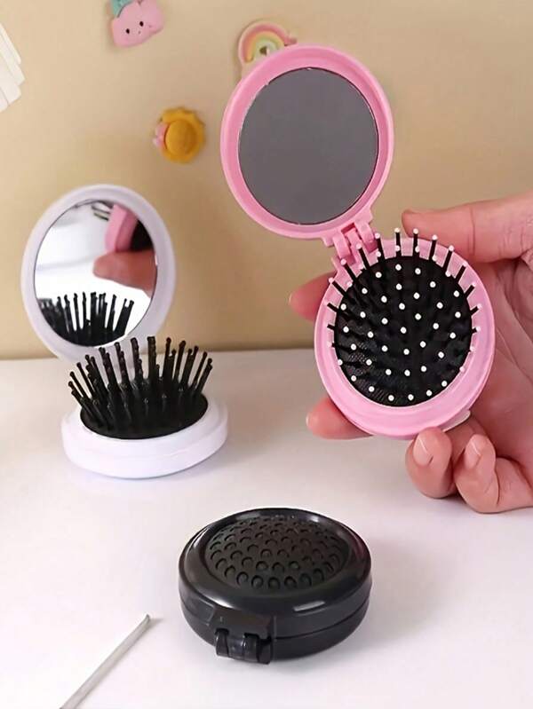 1pc Mini Portable Comb, Lightweight Travel Comb With Mirror For Outdoor Use