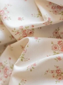 1pc Tablecloth With Floral Ruffled Hem, Polyester Fabric, Pink Flower Pattern, Rectangular Or Square Shape, Suitable For Dining Room And Living Room Table Decor - Pink - View 6