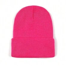 1pc Women's Fashionable Solid Color Knit Beanie Hat, Warm Daily Wear Halloween - Multicolor - View 18
