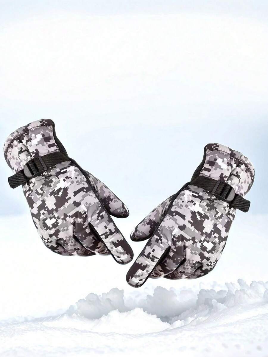 1pair Winter New Ski Gloves, Cold Cold Warm Snow Gloves, Men's Sports