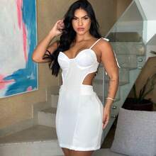 Tailored Midi Dress With Straps And Slit With Padded Side Opening - Xem 1