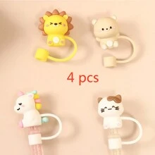 4 cái/5 cái/10 cái, Nắp đậy ống hút, Nắp đậy ống hút bằng silicon, Nút bịt ống hút bằng silicon hoạt hình dễ thương, Đầu ống hút, Nắp đậy ống hút chống bụi có thể tái sử dụng (Không bao gồm ống hút) - Nhiều màu - Xem 8