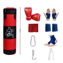 Sandsäcke 2 - 1 Meter 1,2 Meter Boxsandsack Ausrüstung Hoch aufgehängter Boxsandsack mit Haken und Edelstahlkette Boxhandschuhe Handschützer Handgelenkschützer Knöchelschützer Ausrüstung für Kampfkunst, Kampftraining Boxsäcke Kampfkunst Fitnessstudio Sparring Hängende Fitnessstudio Trainingsausrüstung Boxsäcke Muay Thai Erwachsenen Sandsäcke