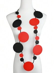 MARLIWOO 1 件时尚波西米亚风几何木质吊坠长项链女士珠宝 - 彩色 - 查看 7