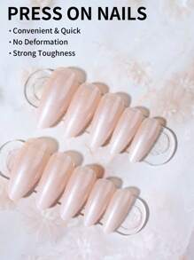 24Pcs Y2K Style Almond White Magic Metal Chrome Shiny Tip Press On Nails Medium Fit Perfectly Acrylic False Nail Set,Contain 1Pc Jelly Glue And 1Pc Nail File, Easy To Wear French Tip Nails Art For For Woman & Girl Daily Wear Rave Party Use Nail Supplies Nails