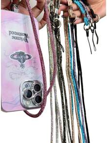 Anti-Lost Cell Phone Lanyard, Shiny Rhinestone Crystal Hanging Lanyard, Accessories - 深灰色 - 查看 2