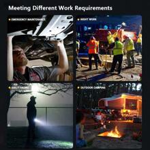 1pc Portable LED Flashlight Red And White Dual Light Multifunctional Flashlight Rechargeable Power Bank Suitable For Outdoor Lighting Camping Tactical Flashlight - Black - View 6