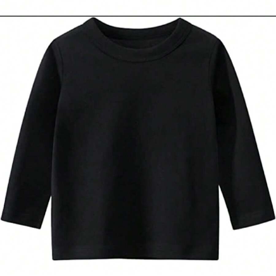 BLACK BASIC LONG SLEEVE CHILDREN'S T-SHIRT IN MESH - màu đen - Xem 1