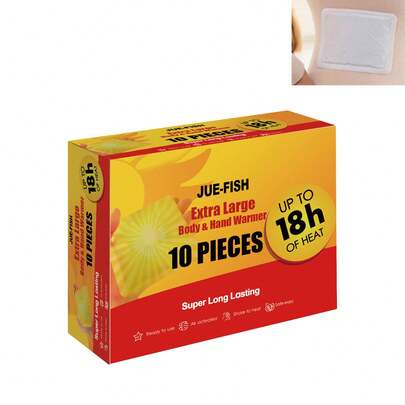 10片装多用途暖手贴，天然持久发热贴，自粘式足部保暖贴，适合冬季、春季、夏季使用，可作伴娘礼物、房间装饰、卧室装饰、海滩、旅行、男女通用、度假必备，可爱小物