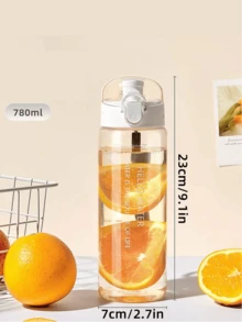 780ml/26.38oz Round Cap Cup1pc, Simple Transparent Sports Cup, Portable Rope Cup,Back To School Supplies - Multicolor - View 2