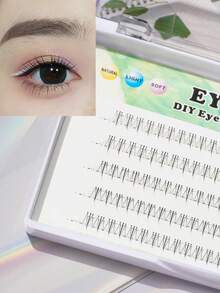 120 piezas/Caja Extensiones de pestañas en segmento único con agrupación de llama natural de 6 mm, fácil de usar para principiantes, adecuado para citas, reuniones, festivales, fiestas, maquillaje diario - C - Ver 2