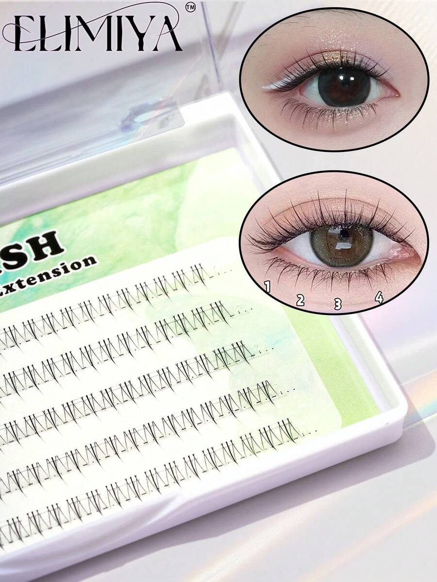 120 piezas/Caja Extensiones de pestañas en segmento único con agrupación de llama natural de 6 mm, fácil de usar para principiantes, adecuado para citas, reuniones, festivales, fiestas, maquillaje diario - C - Ver 1