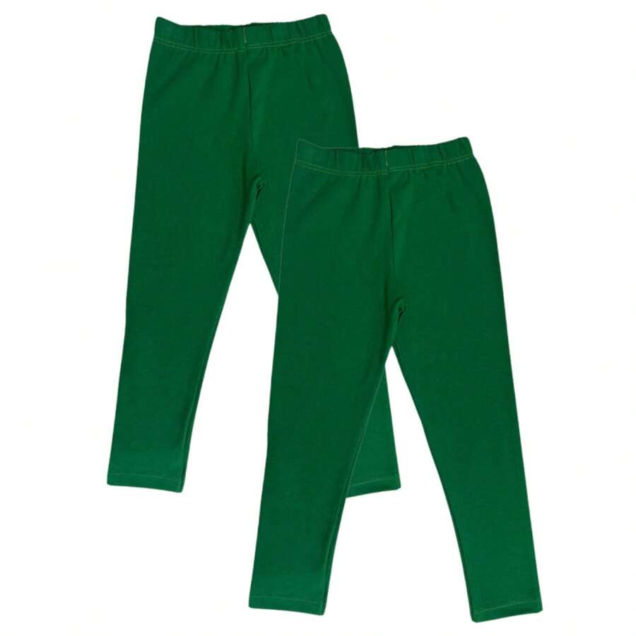 KIT 2 Leg Pants Cotton Leggings School Uniform Children's Youth Female Girl Size 1 To 16 - màu xanh lá - Xem 1