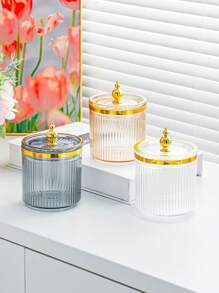 1pc/2pcs/3pcs Storage Jar With Lid & Sealed Metal-Cap, Portable Transparent Candy Jar For Tea, Coffee, Bean, Sugar, Cake, Spice, Home & Kitchen Supplies - Multicolor - View 6