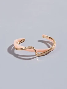 1 pieza Brazalete de onda de moda para mujer, material de acero inoxidable y resina, regalo para fiesta de cumpleaños u ocasión festiva - Blanco - Ver 10