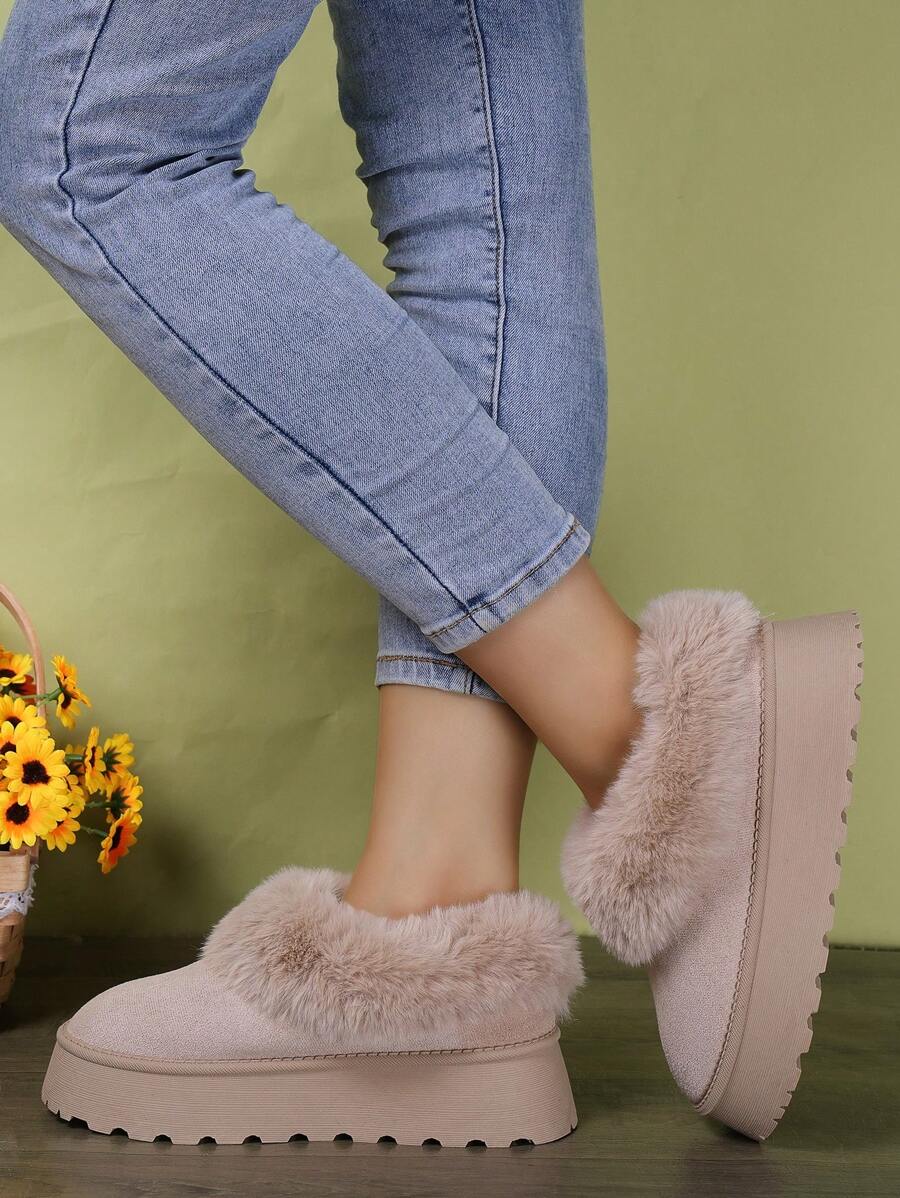 Women Thick Plush Snow Boots, Large Sizes, Warm, Anti-Skid & Insulated For Autumn/Winter