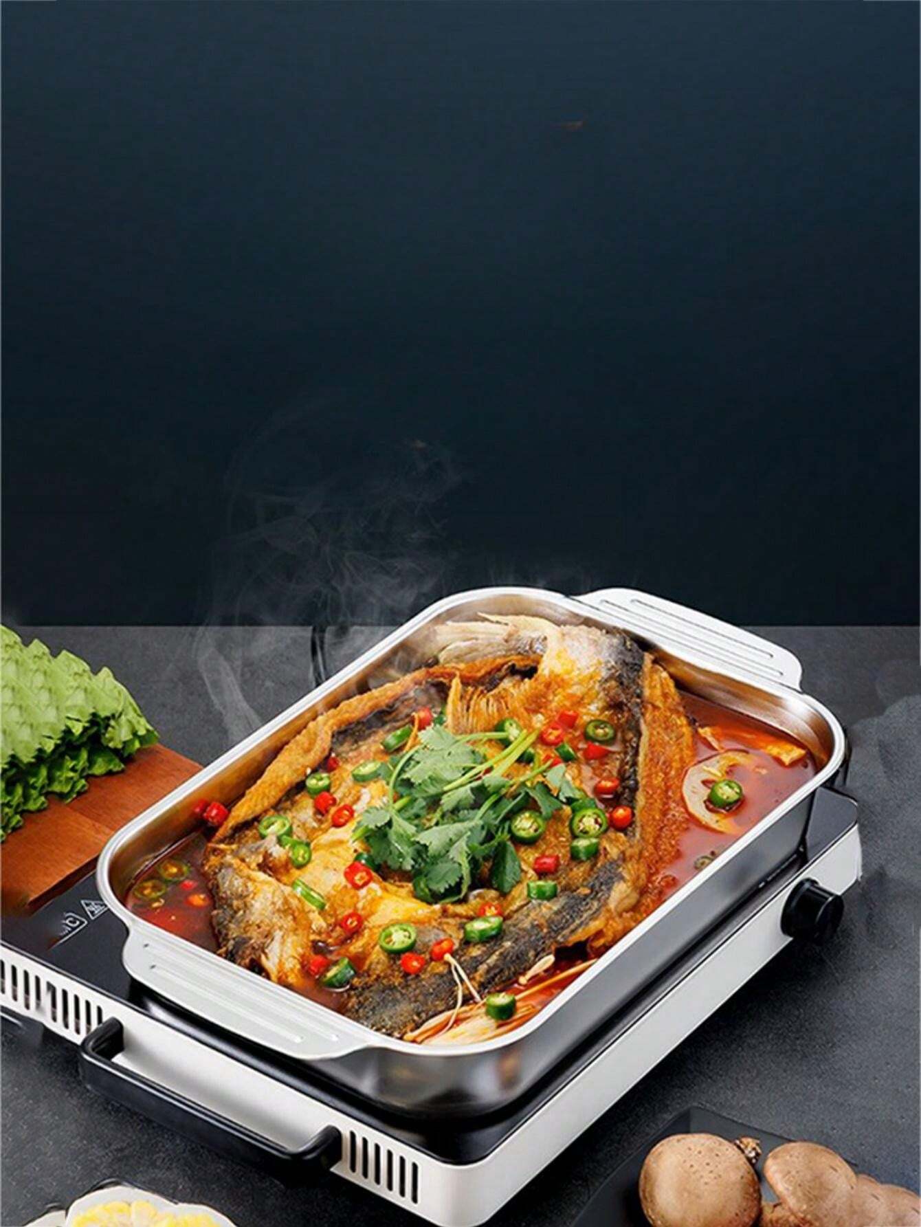 Stainless Steel Square Serving Tray, Large Rectangular Platter, Kitchen