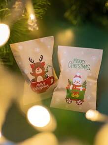 12 piezas Pegatinas,Bolsas de regalo de Navidad de kraft con pegatinas surtidas, diseño de Santa Claus y muñeco de nieve, embalaje para dulces y galletas festivos, sobres de papel festivos para obsequios y regalos de fiesta, decoraciones navideñas surtidas