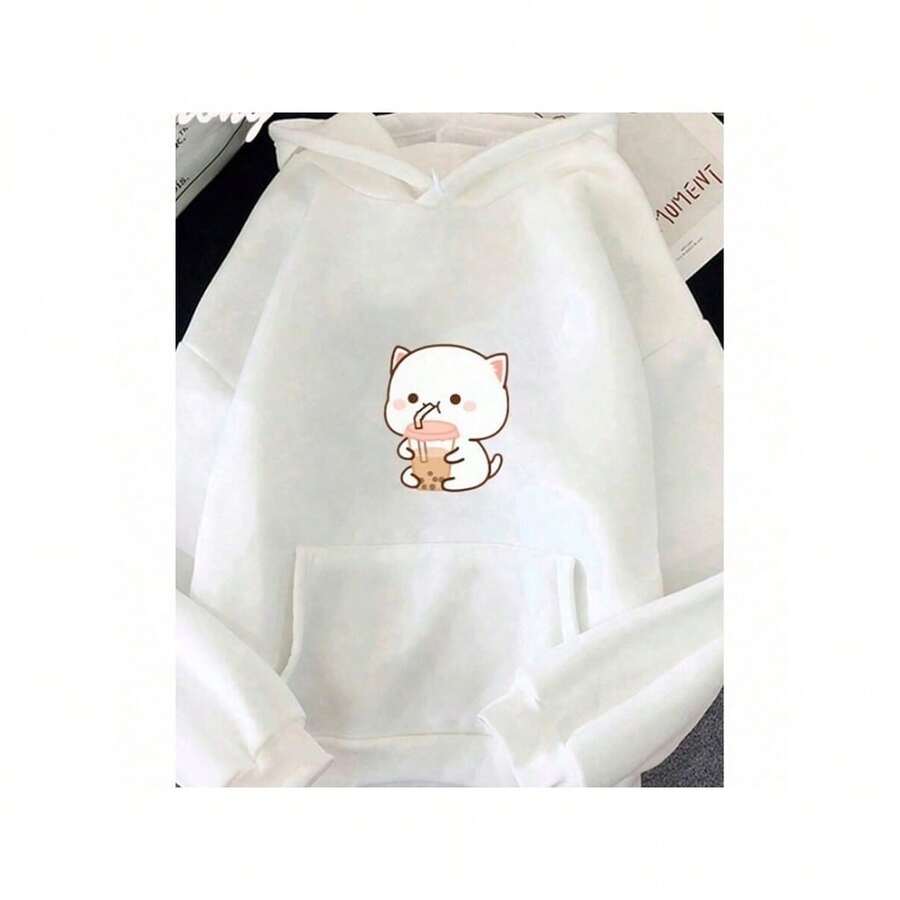 Women's Comfortable Cute Baby Kitten Casual Winter Sweatshirt - trắng - Xem 1