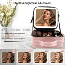 Travel Cosmetic Bag With Mirror And Light, Portable Cosmetic Case, Adjustable Compartment Design
