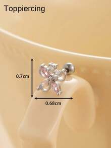 Toppiercing 1 件简约奢华铜锆石花朵不锈钢耳钉 - ear stud - 查看 13