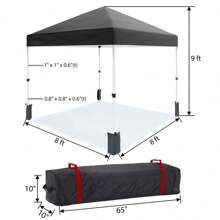 8 * 8FT Instant Pop Up Canopy Tent For One Person Setup,Pop Up Commercial Canopy Tent,Outdoor Easy Up Tent With 1-Button Push,Wheeled Bag,4 Sandbags,Bonus 8 Stakes And 4 Ropes - Black - View 6